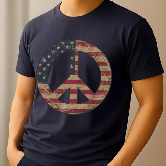 Comfort Colors® T-Shirt – Vintage American Flag Peace Sign Shirt | Patriotic Faith Tee for July 4th & Everyday Wear, USA Independence Day