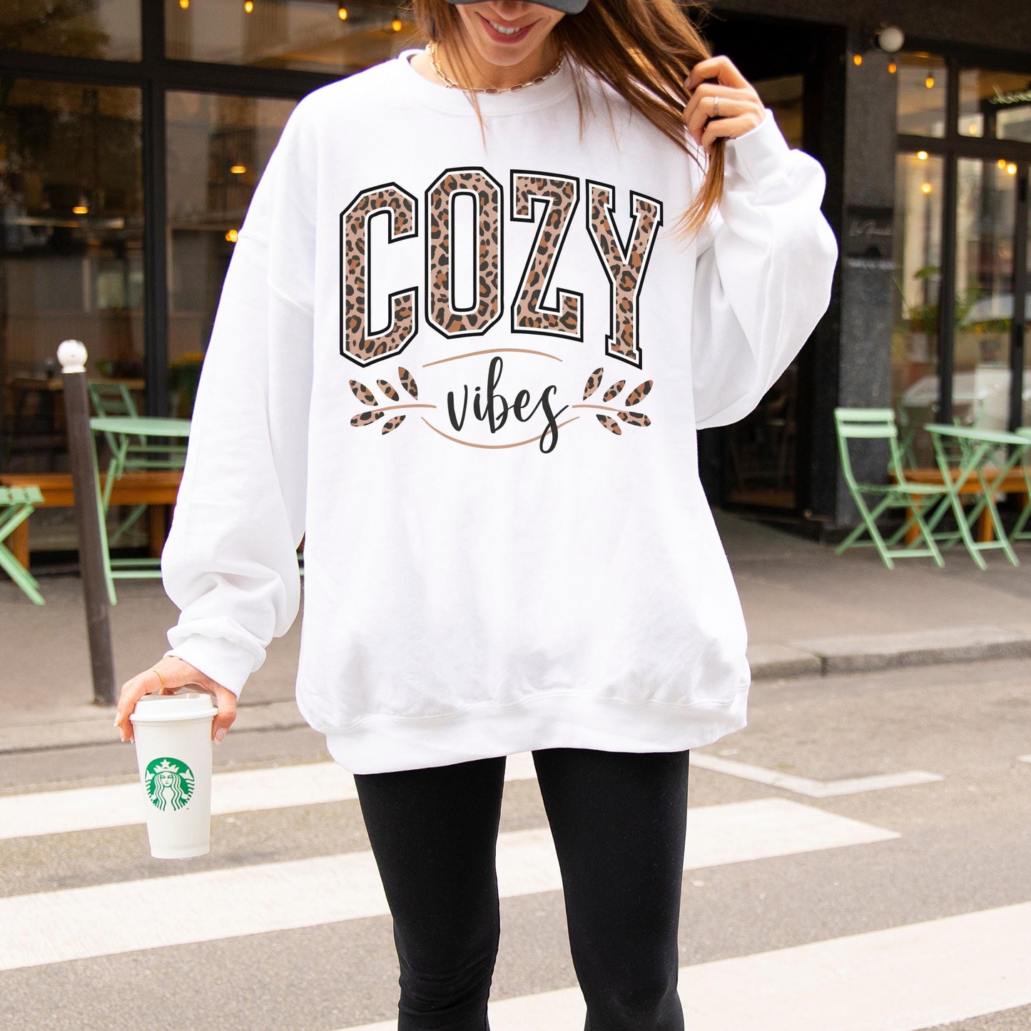 Cozy Season Sweatshirt – Leopard Print Fall Crewneck | Trendy Oversized Christian Pullover for Women