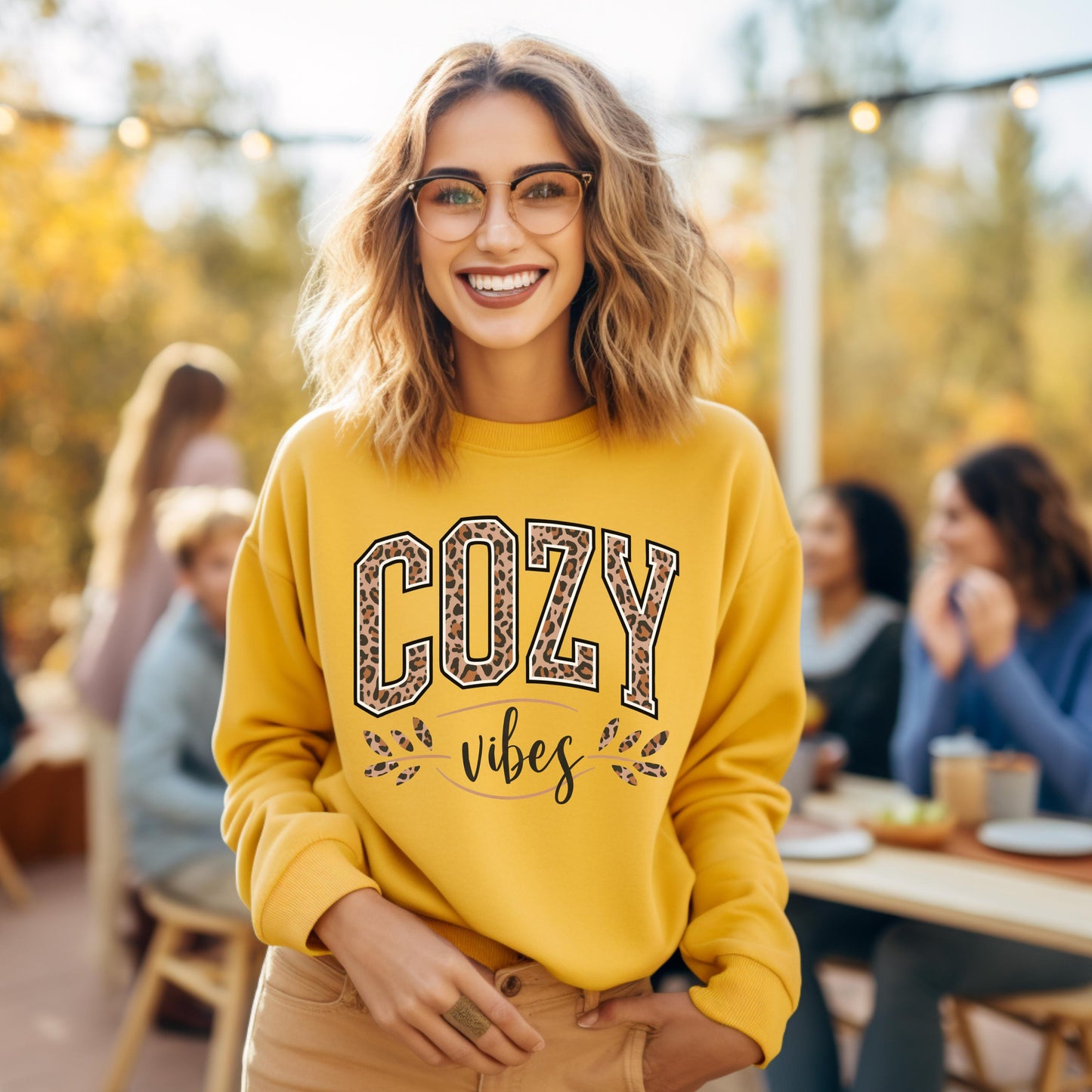 Cozy Season Sweatshirt – Leopard Print Fall Crewneck | Trendy Oversized Christian Pullover for Women